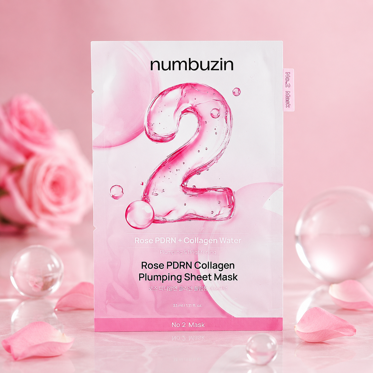 Numbuzin - No.2 Rose PDRN Collagen Plumping Sheet Mask, 1 szt.
