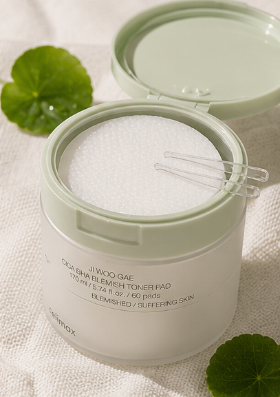 Celimax Ji Woo Gae Cica BHA Blemish Toner Pad, 60 płatków