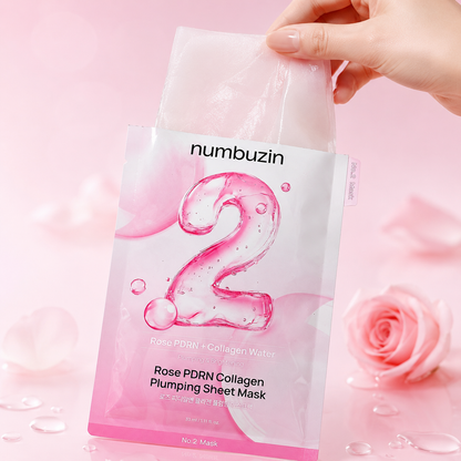 Numbuzin - No.2 Rose PDRN Collagen Plumping Sheet Mask, 1 szt.