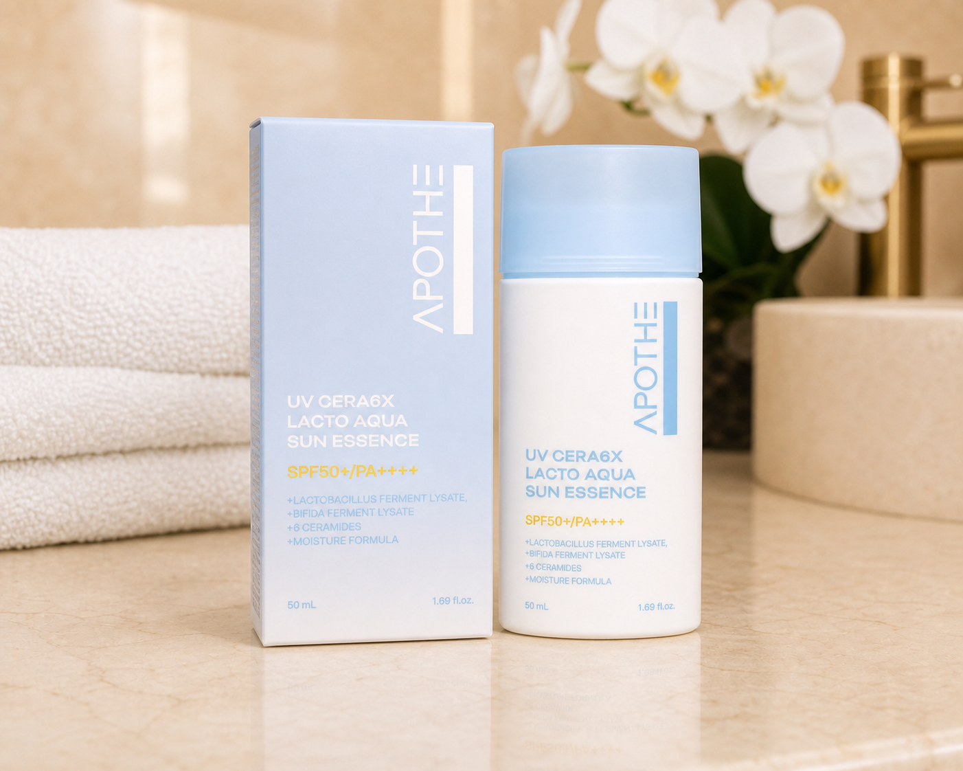 APOTHE UV Cera 6X Lacto Aqua Sun Essence, 50 ml