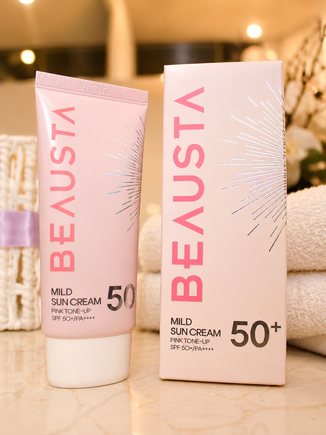 BEAUSTA Mild Sun Cream Pink Tone-Up SPF50+, 50 ml