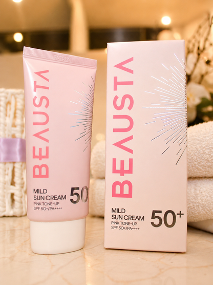 BEAUSTA Mild Sun Cream Pink Tone-Up SPF50+, 50 ml
