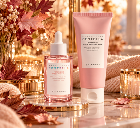 SKIN1004 Poremizing Fresh Ampoule + Glow Wrapping Mask – Autumn Reset, zestaw wygładzający do twarzy, 50 ml + 100 ml