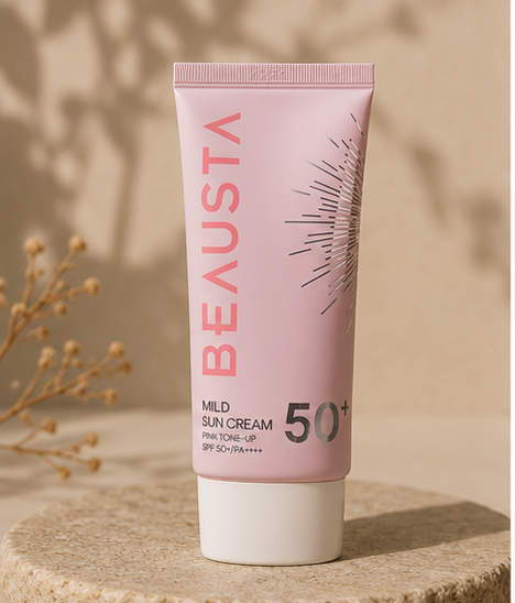 BEAUSTA Mild Sun Cream Pink Tone-Up SPF50+, 50 ml