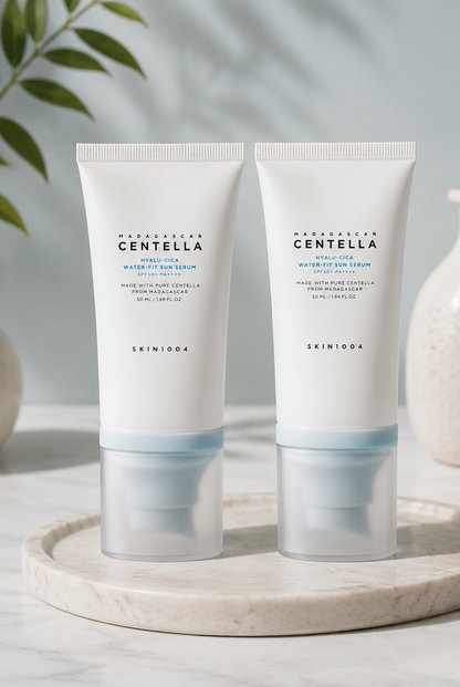 SKIN1004 Madagascar Centella Hyalu-Cica Water-Fit Sun Serum SPF50+ PA++++ Twin Pack, 2 × 50 ml