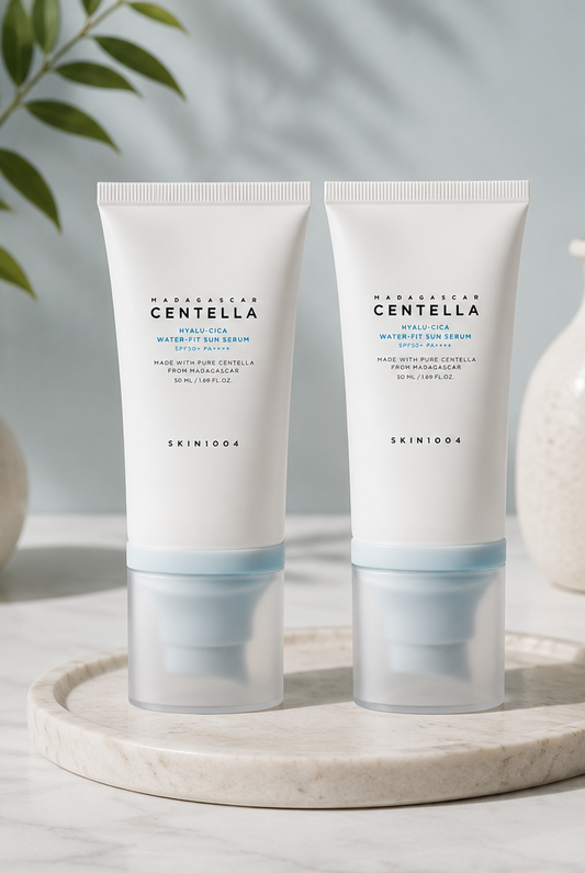 SKIN1004 Madagascar Centella Hyalu-Cica Water-Fit Sun Serum SPF50+ PA++++ Twin Pack, 2 × 50 ml