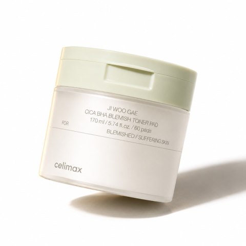Celimax Ji Woo Gae Cica BHA Blemish Toner Pad - płatki złuszczające z BHA do skóry z niedoskonałościami, 60 szt.