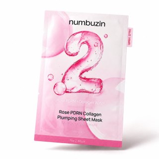 Numbuzin No.2 Rose PDRN Collagen Plumping Sheet Mask - maska w płachcie nawilżająca i ujędrniająca do twarzy, 1 szt.