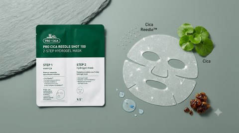 VT Cosmetics Pro Cica Reedle Shot 100 2-Step Hydrogel Mask - dwuetapowa maska hydrożelowa kojąca do twarzy, 1 szt