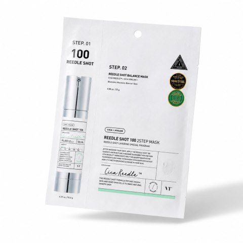 VT Cosmetics Reedle Shot 100 2-Step Mask - dwuetapowa maska nawilżająca i wygładzająca do twarzy, 1 szt.