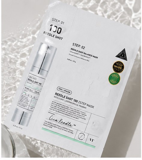 VT Cosmetics Reedle Shot 100 2-Step Mask - dwuetapowa maska nawilżająca i wygładzająca do twarzy, 1 szt.